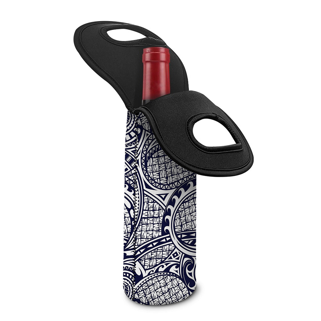 Blue Maori Polynesian Tribal Print Single Neoprene Wine Tote