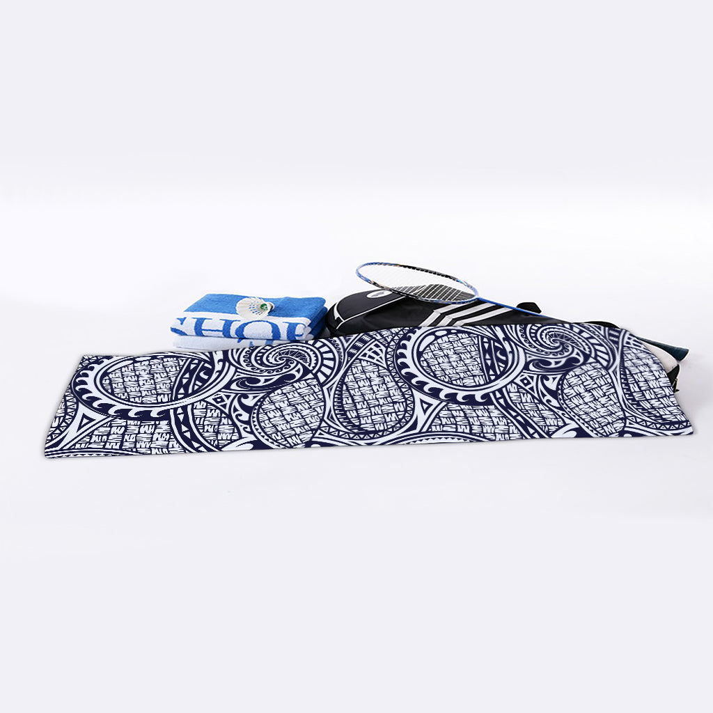 Blue Maori Polynesian Tribal Print Sports Towel