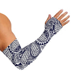 Blue Maori Polynesian Tribal Print Sun Protection Arm Sleeves