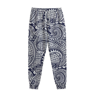 Blue Maori Polynesian Tribal Print Sweatpants