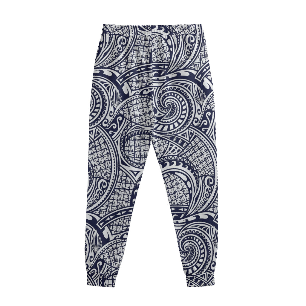 Blue Maori Polynesian Tribal Print Sweatpants