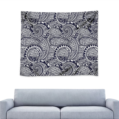 Blue Maori Polynesian Tribal Print Tapestry