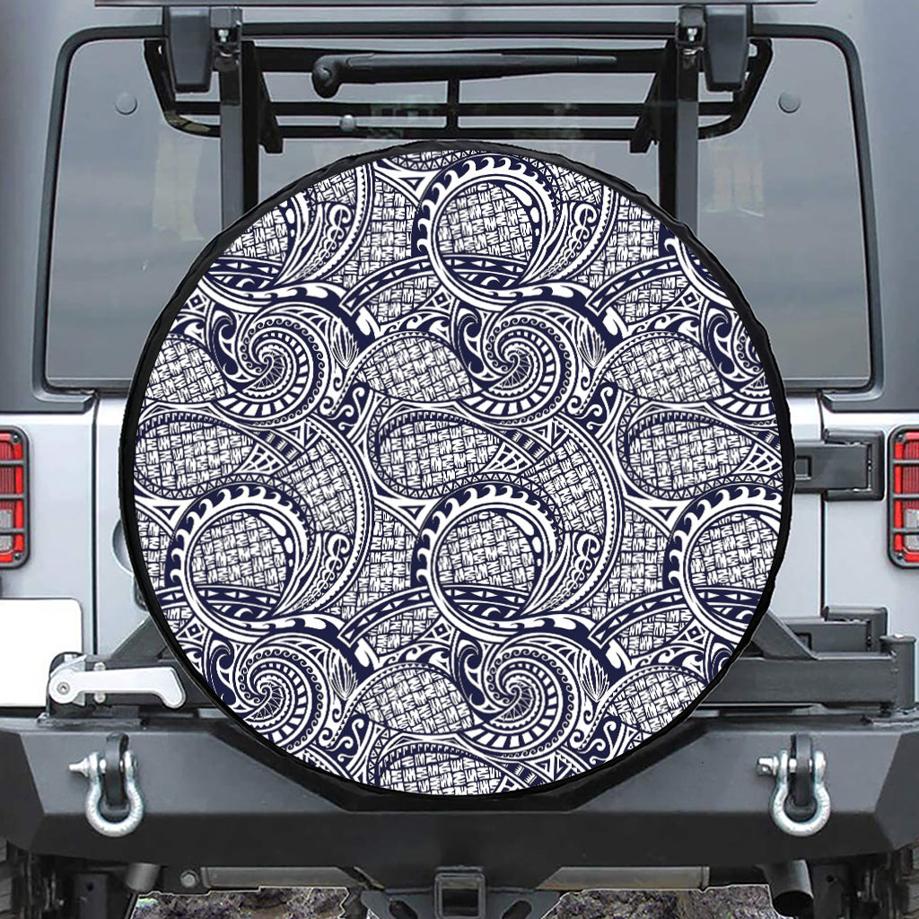 Blue Maori Polynesian Tribal Print Tire Cover