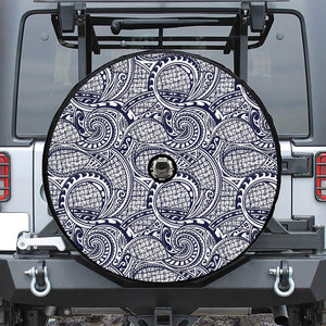 Blue Maori Polynesian Tribal Print Tire Cover With Camera Hole