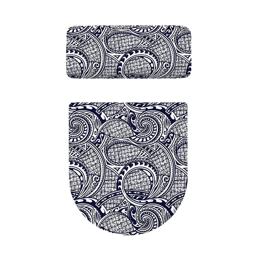 Blue Maori Polynesian Tribal Print Toilet Lid And Tank Cover Set