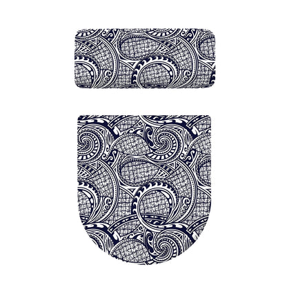 Blue Maori Polynesian Tribal Print Toilet Lid And Tank Cover Set