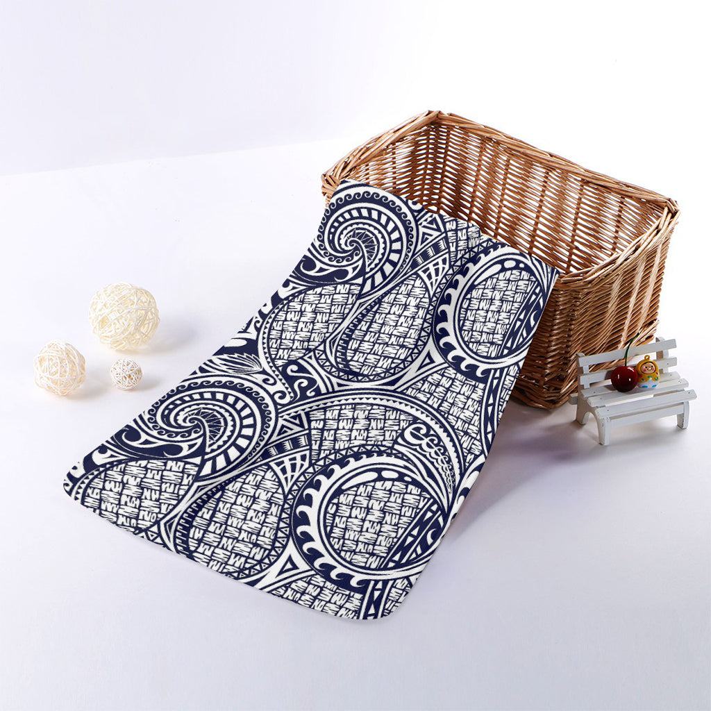 Blue Maori Polynesian Tribal Print Towel