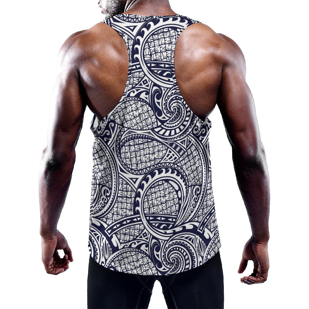 Blue Maori Polynesian Tribal Print Training Tank Top