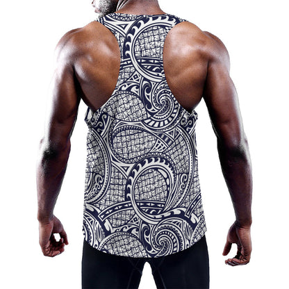 Blue Maori Polynesian Tribal Print Training Tank Top