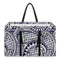 Blue Maori Polynesian Tribal Print Utility Tote Bag