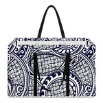 Blue Maori Polynesian Tribal Print Utility Tote Bag