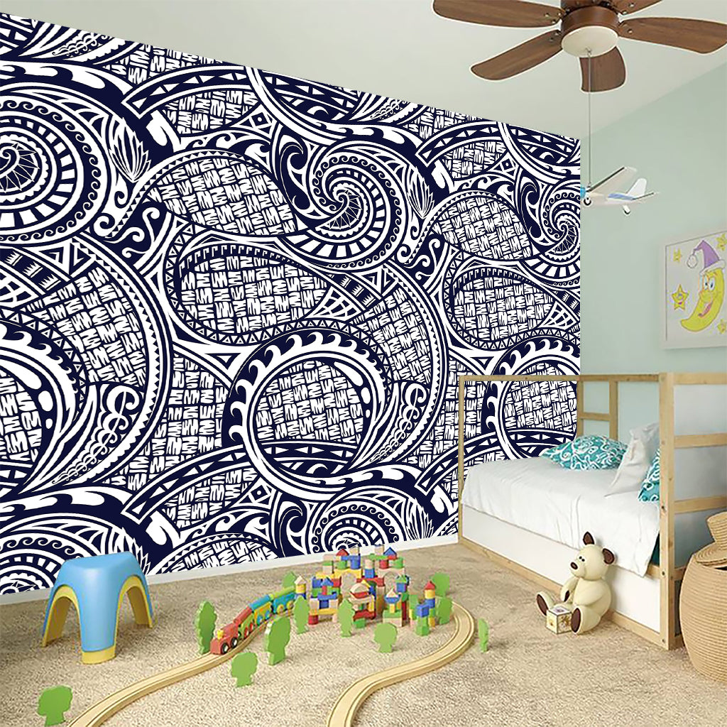 Blue Maori Polynesian Tribal Print Wall Sticker