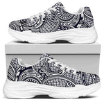 Blue Maori Polynesian Tribal Print White Chunky Shoes