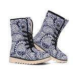 Blue Maori Polynesian Tribal Print Winter Boots