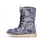 Blue Maori Polynesian Tribal Print Winter Boots