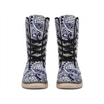 Blue Maori Polynesian Tribal Print Winter Boots