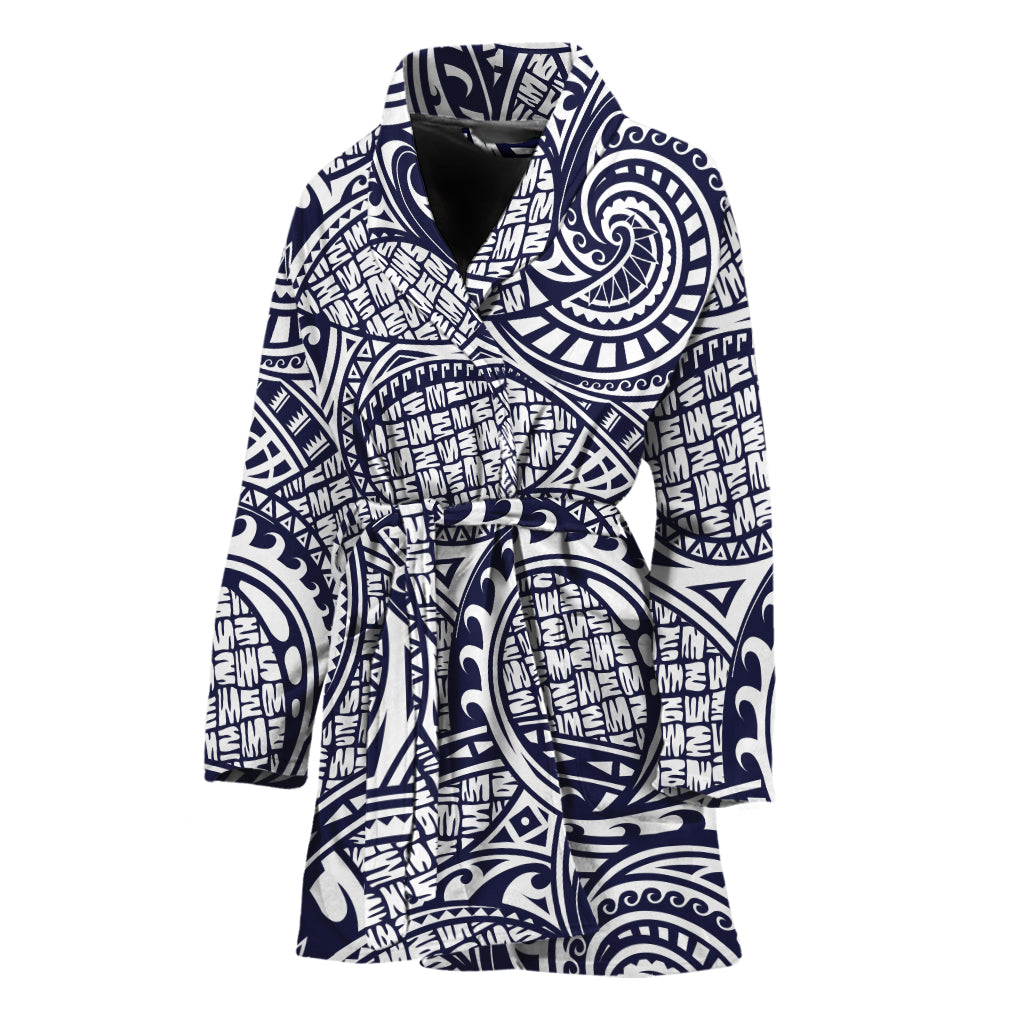 Blue Maori Polynesian Tribal Print Women's Bathrobe