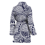 Blue Maori Polynesian Tribal Print Women's Bathrobe