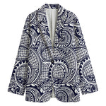 Blue Maori Polynesian Tribal Print Women's Blazer