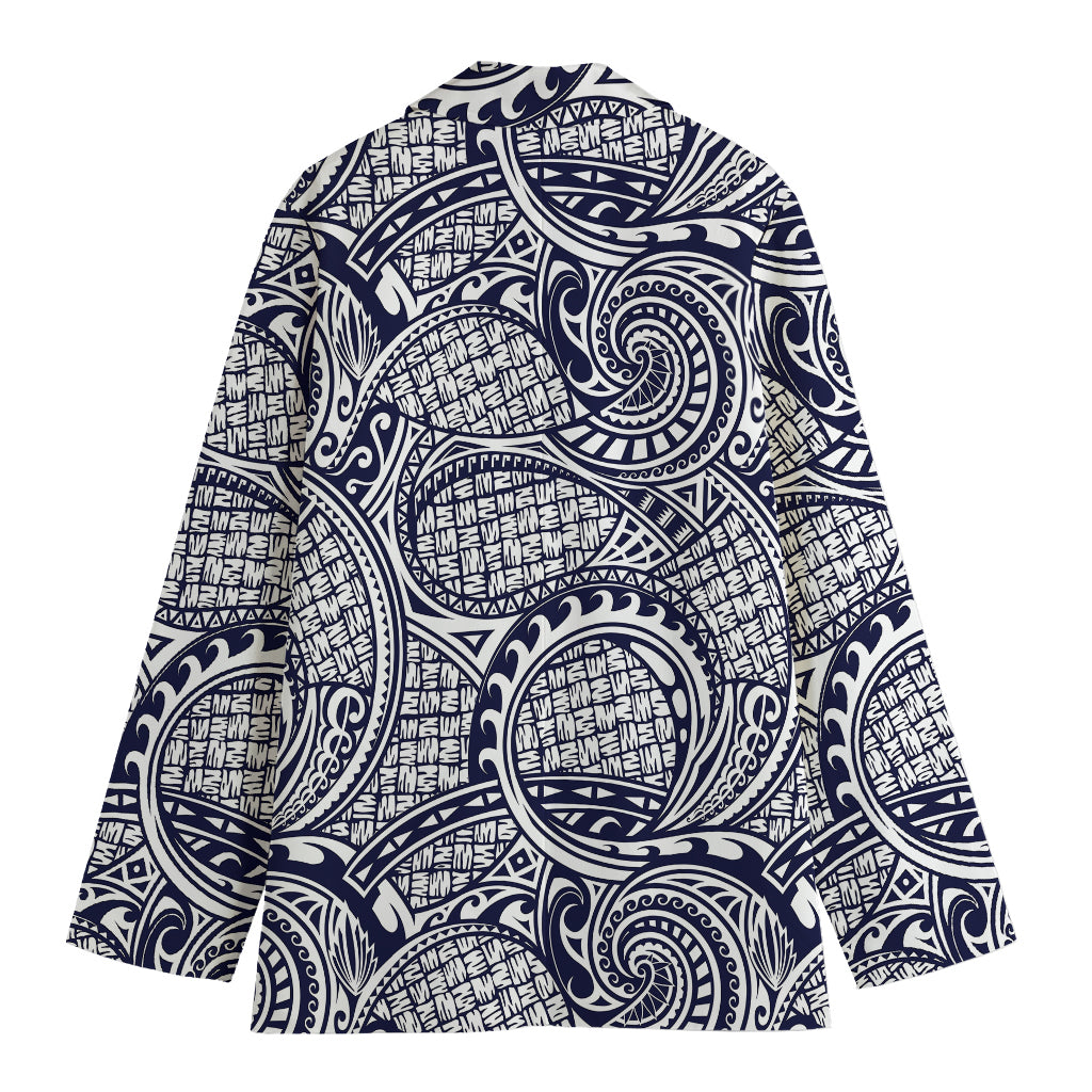 Blue Maori Polynesian Tribal Print Women's Blazer