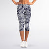 Blue Maori Polynesian Tribal Print Women's Capri Leggings