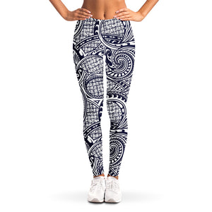 Blue Maori Polynesian Tribal Print Women's Leggings