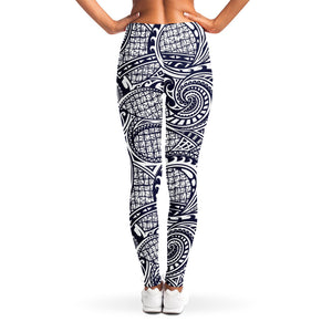 Blue Maori Polynesian Tribal Print Women's Leggings