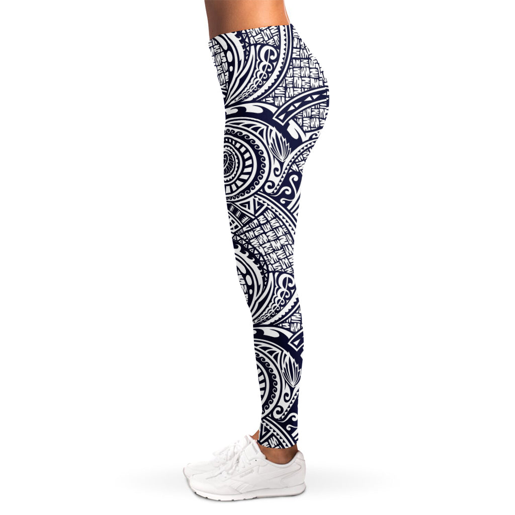 Blue Maori Polynesian Tribal Print Women's Leggings