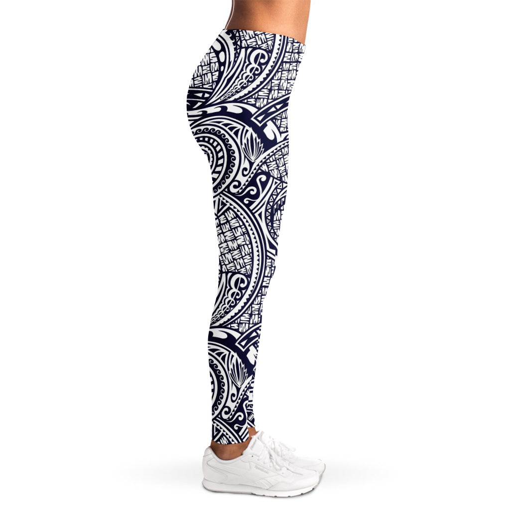 Blue Maori Polynesian Tribal Print Women's Leggings