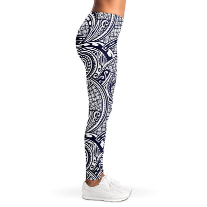 Blue Maori Polynesian Tribal Print Women's Leggings