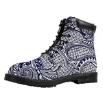 Blue Maori Polynesian Tribal Print Work Boots