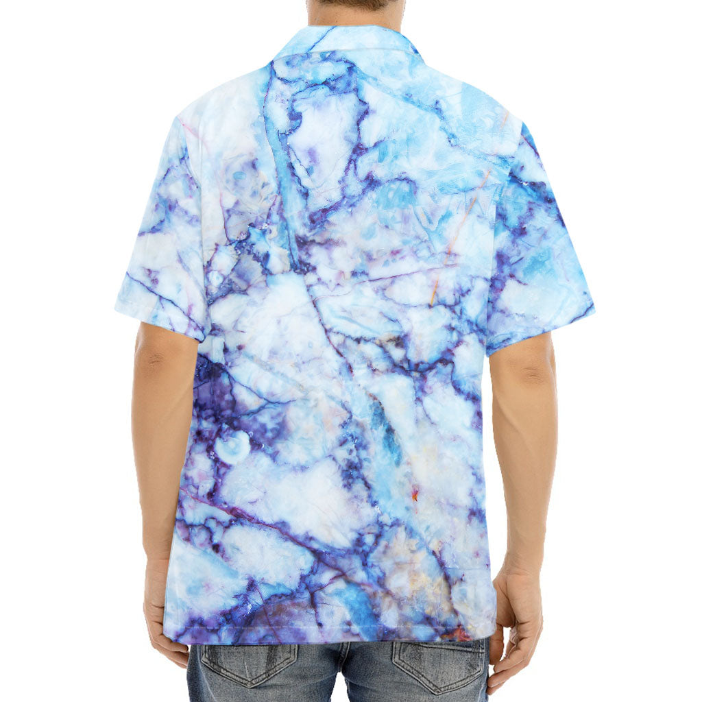 Blue Marble Print Aloha Shirt