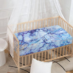 Blue Marble Print Baby Crib Sheet