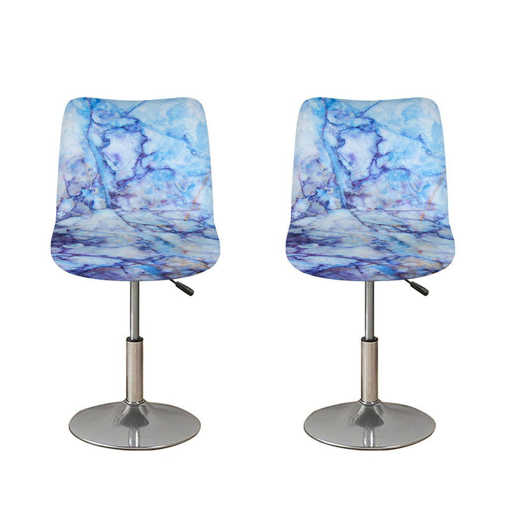 Blue Marble Print Bar Stool Covers
