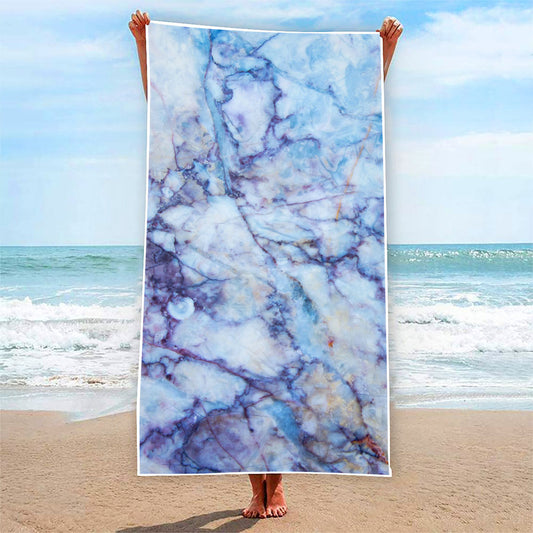 Blue Marble Print Beach Towel