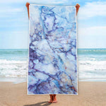 Blue Marble Print Beach Towel