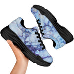 Blue Marble Print Black Chunky Shoes