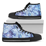 Blue Marble Print Black High Top Sneakers
