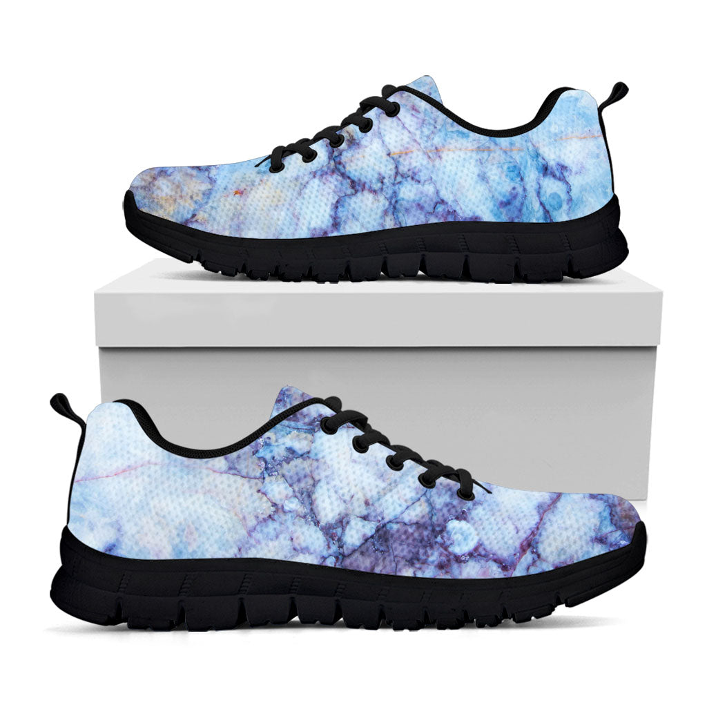 Blue Marble Print Black Running Shoes