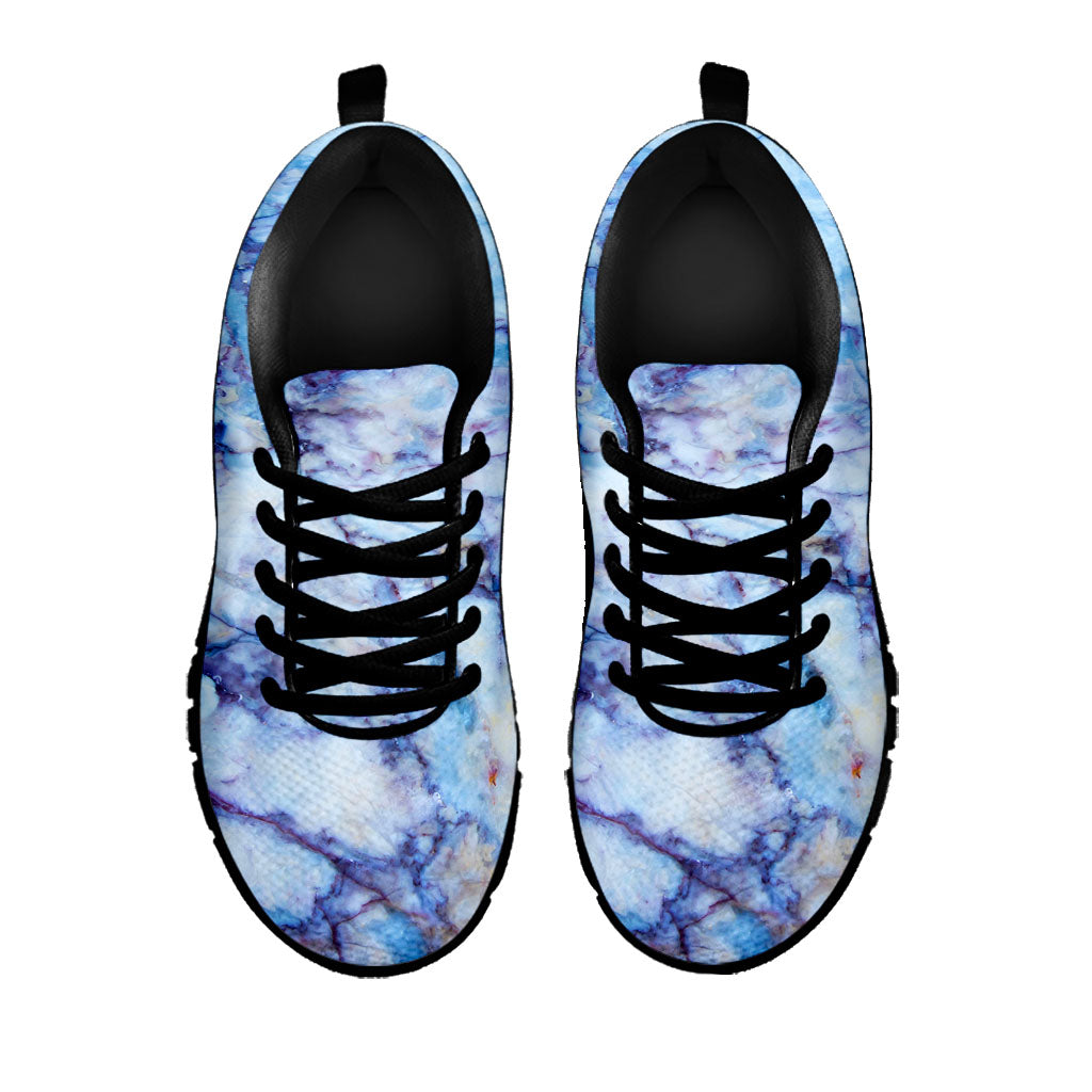 Blue Marble Print Black Running Shoes