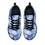 Blue Marble Print Black Running Shoes