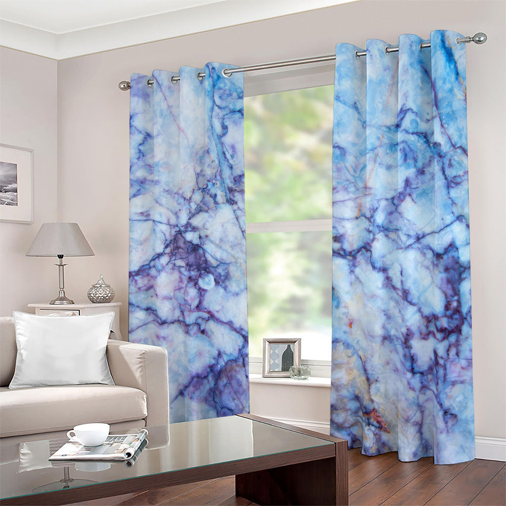 Blue Marble Print Blackout Grommet Curtains
