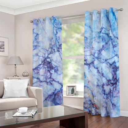 Blue Marble Print Blackout Grommet Curtains