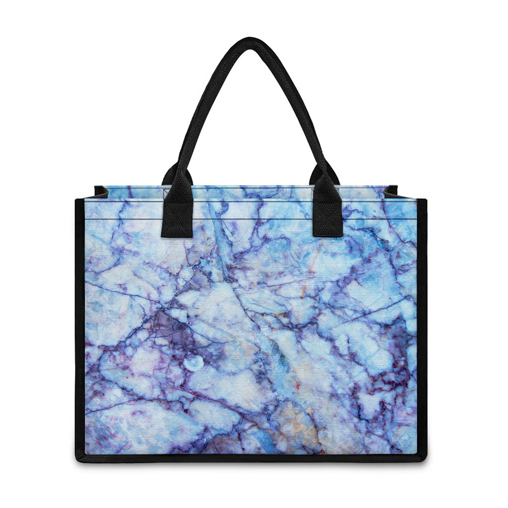 Blue Marble Print Canvas Tote Bag