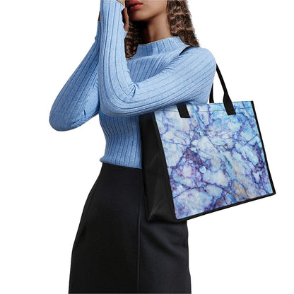 Blue Marble Print Canvas Tote Bag