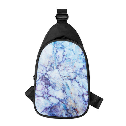 Blue Marble Print Chest Bag