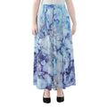 Blue Marble Print Chiffon Maxi Skirt
