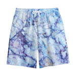 Blue Marble Print Cotton Shorts