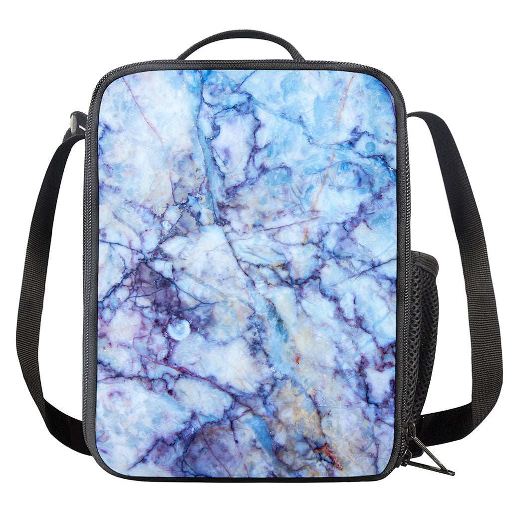 Blue Marble Print Crossbody Lunch Bag