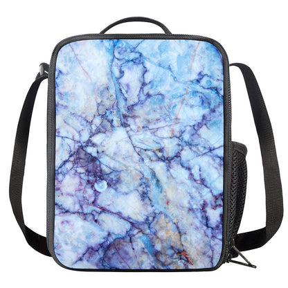 Blue Marble Print Crossbody Lunch Bag
